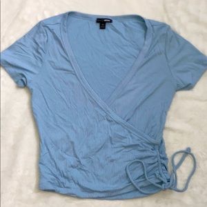 Fashion Nova Light Blue V Neck Top